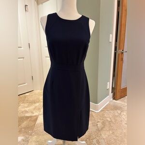 Flattering and versatile sleeveless shift dress by J Crew with deep knee pleat